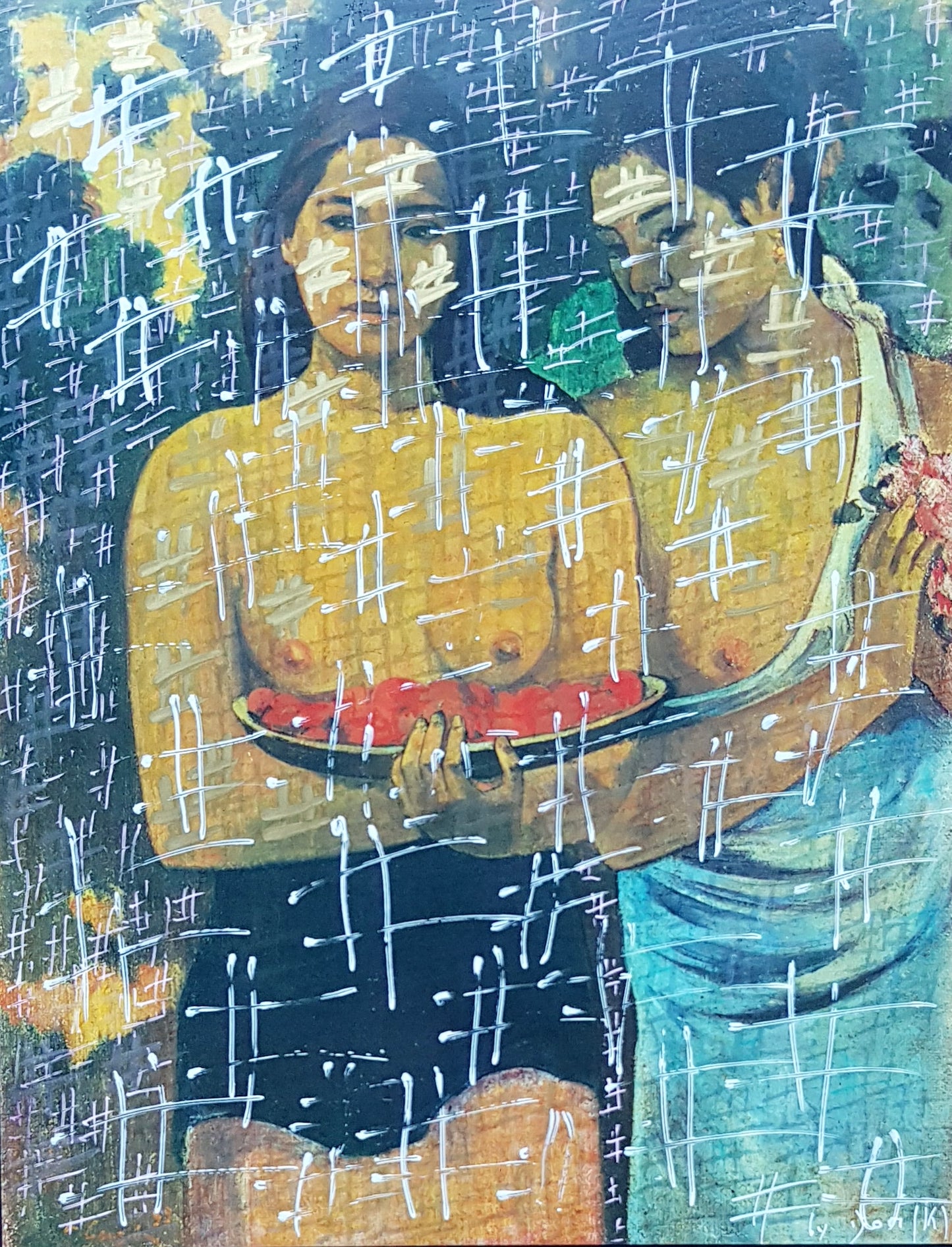 #GAUG4_1 - #Les seins aux fleurs rouges - Paul Gauguin (1898) - N° 1/1 by DomKcollage