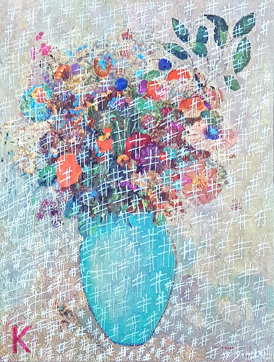 #RED1 - #Fleurs dans un vase turquoise - Odilon Redon (1912) - N° 1/1 by DomKcollage